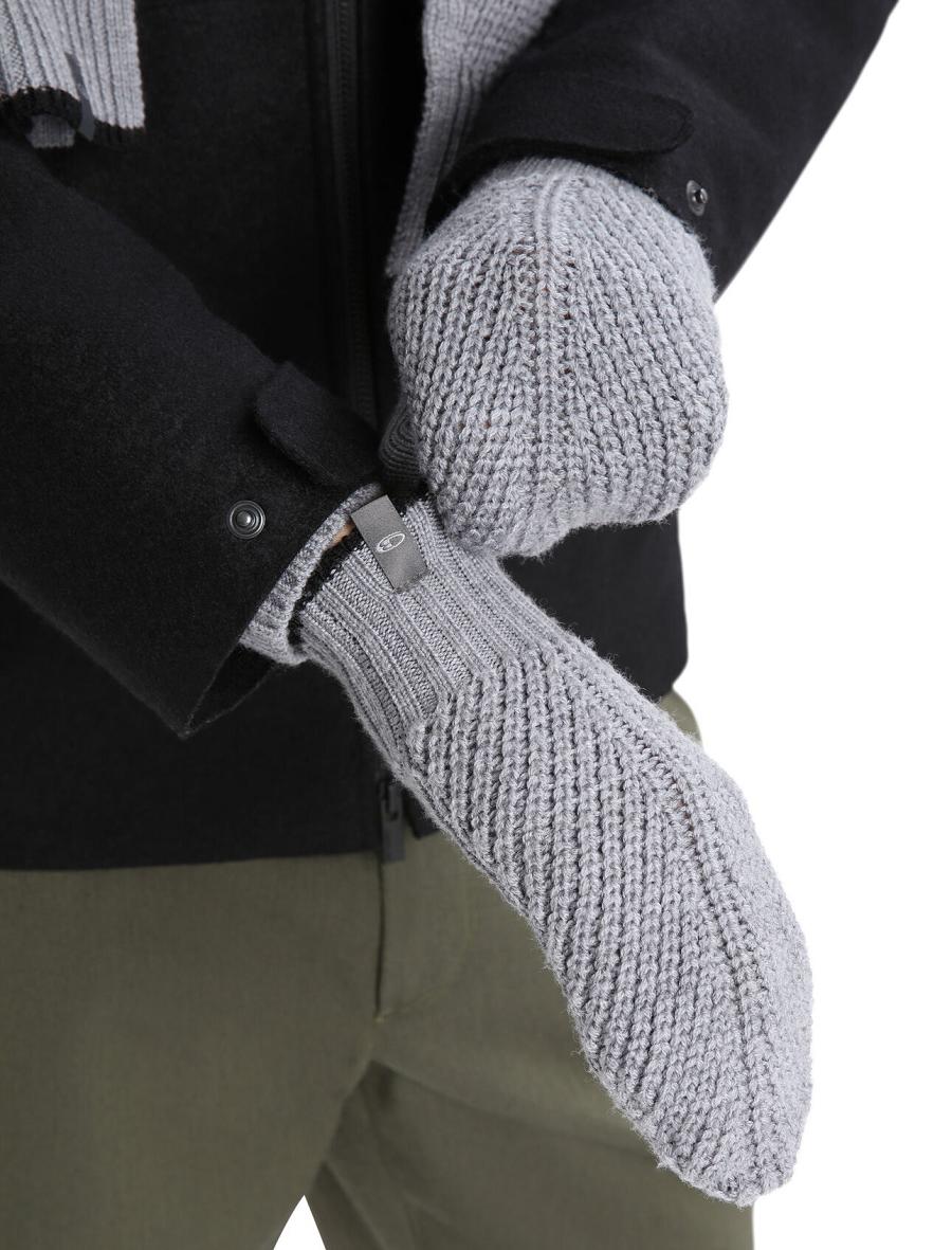 Icebreaker Unisex Merino Waypoint Mittens Férfi Kesztyű Szürke Fekete | HU 1062ZUTG